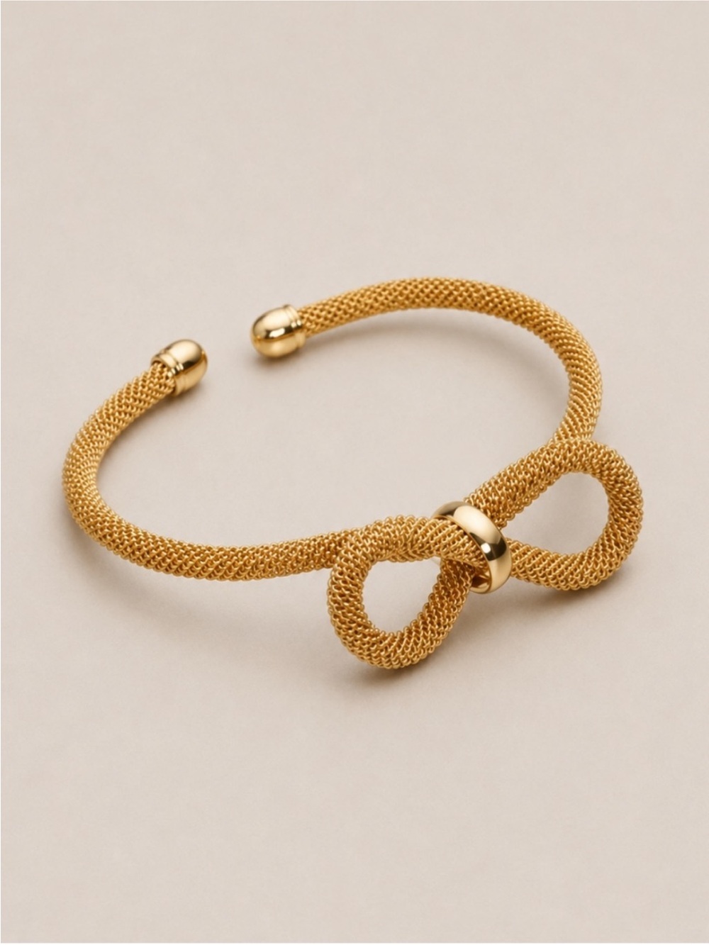 New! Preppy Classic Gold Mesh Bow Cuff Bracelet NWOT